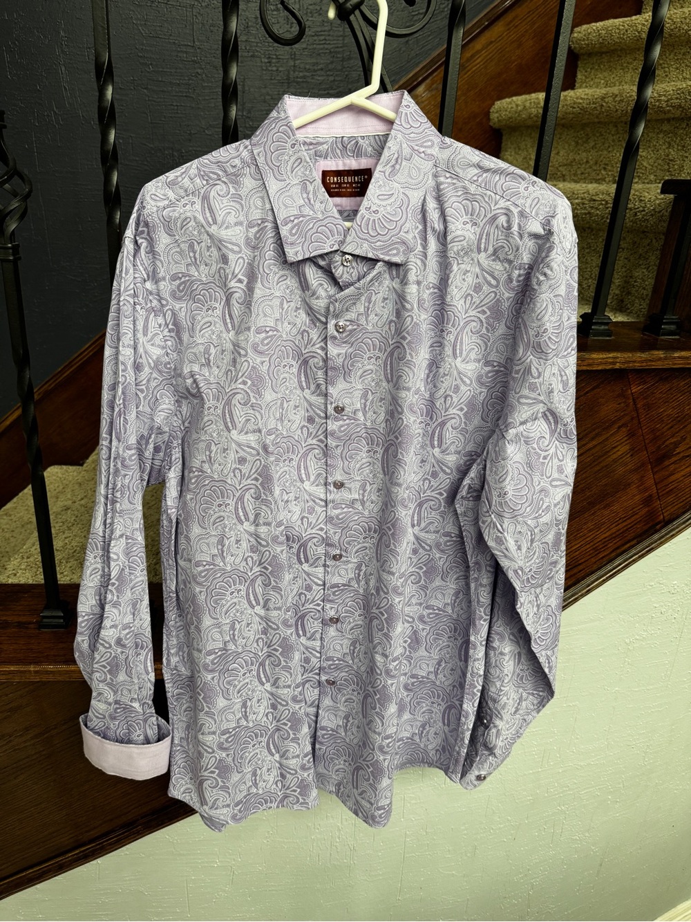 Consequence Men’s XL Lavender Paisley Long-Sleeve Shirt
